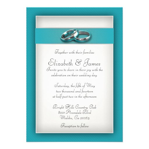 Teal Wedding Invitations 5" X 7" Invitation Card | Zazzle