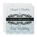 Teal, White, Black Damask Wedding Invitation invitation