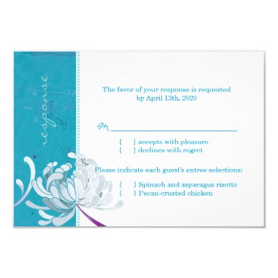 Teal & White Cute Asian Mum Wedding RSVP 3.5x5 Paper Invitation Card