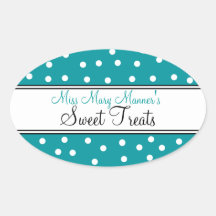 Teal & White Dots-Business Logo-Sweets Sticker