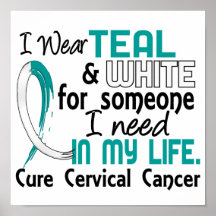 Teal White For Someone I Need Cervical Cancer Posters