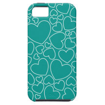 Teal & White Hearts Confetti iPhone 5 Case