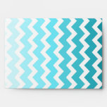 Teal White Ombre Chevron Wedding Envelope