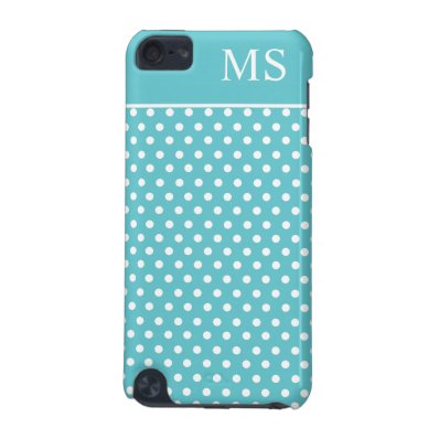Teal White Polka Dots & Monogram
