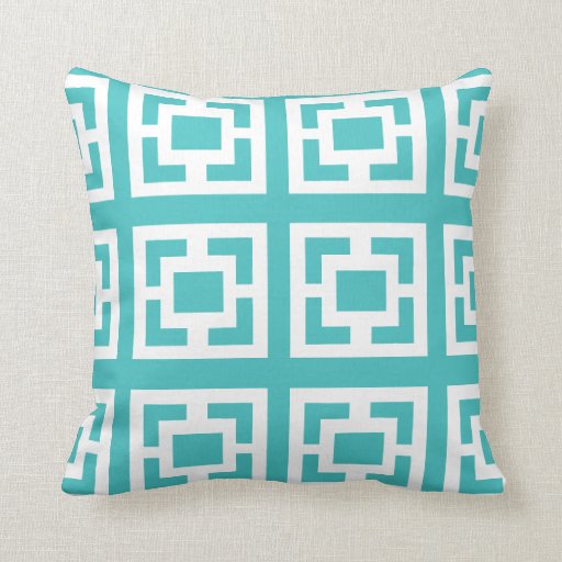 Teal & White Throw Pillow Zazzle