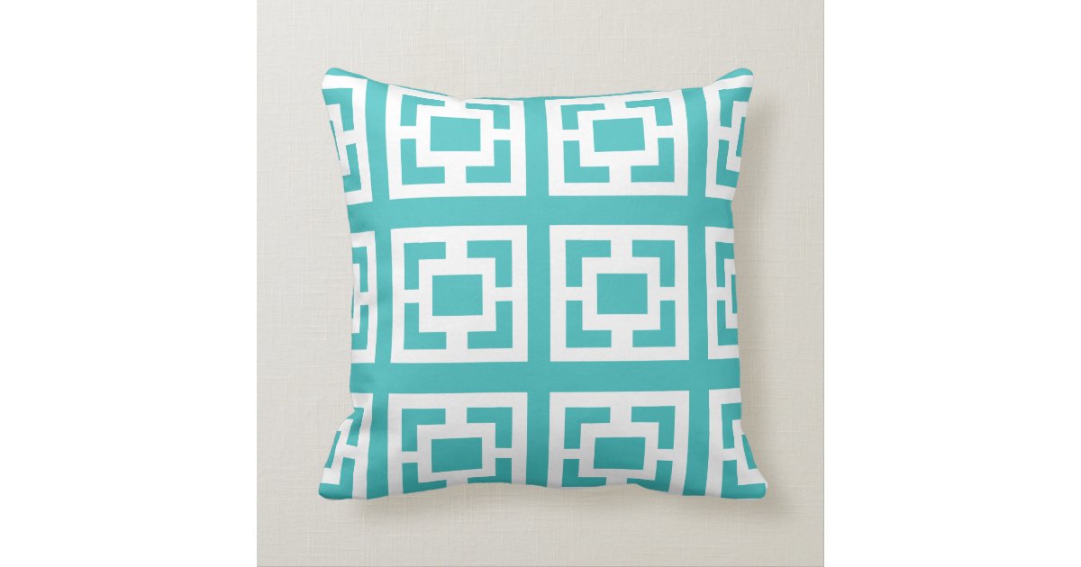 Teal & White Throw Pillow Zazzle