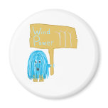 Teal wind power fridge magnets