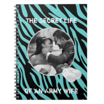 Teal Zebra and Dog Tags Frame Notebook notebooks