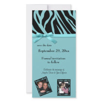 Teal Zebra Save The Date Announcement Picture Card