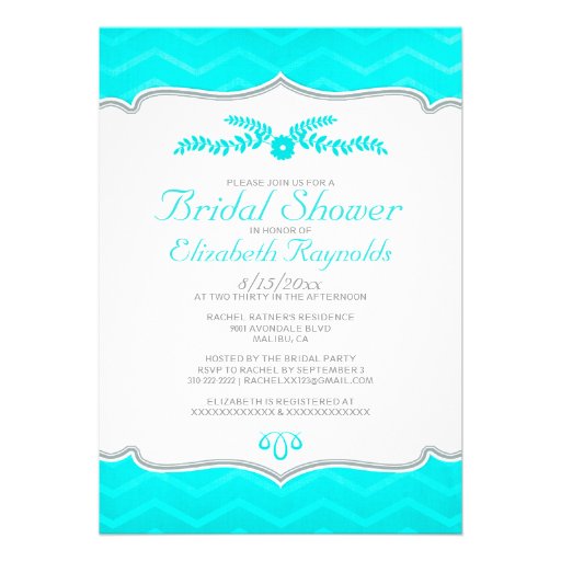 Teal Zigzag Bridal Shower Invitations