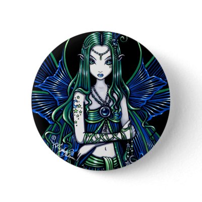 Teal "Zoe" Celestial Fairy Fantasy Button by mykajelina