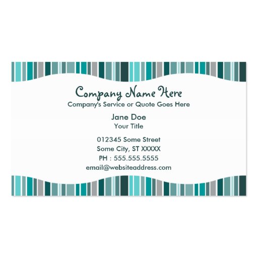 teals : striped curtain business card template (back side)