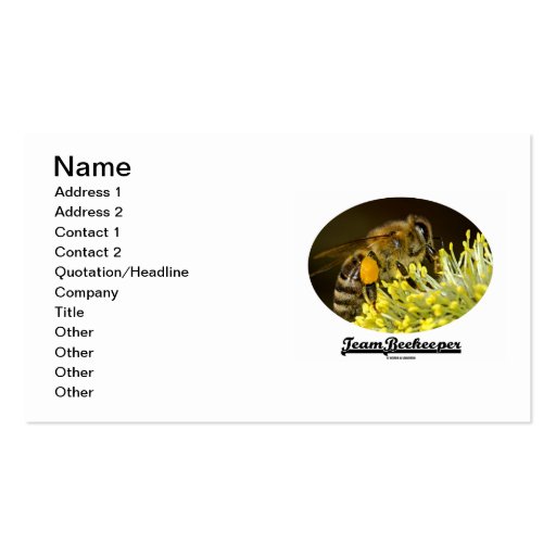 Team Beekeeper (Bee On Yellow Flower) Business Card (front side)