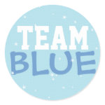 Team Blue Polka Dot &amp; Stars Round Sticker