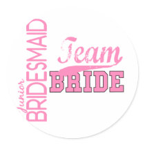 Team Bride 1 JUNIOR JR BRIDESMAID Round Sticker