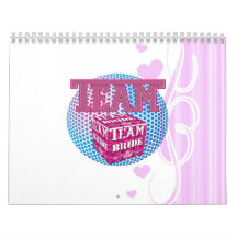 team bride bridesmaids wedding bridal party pink wall calendars