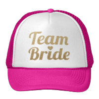 Team Bride Gold Glitter Hot Pink Trucker Hat