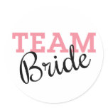 Team Bride Script Classic Round Sticker