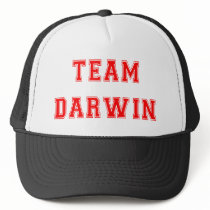 Team Darwin (red) hats by atheist_store Team Darwin (red) hats
