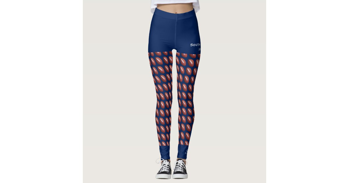 Team Football Leggings with Fake Blue Shorts Zazzle