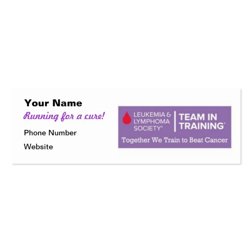 Team in Training Fundraising Cards Business Card (front side)