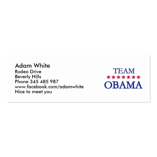 Team Obama 2012 Business Cards (front side)
