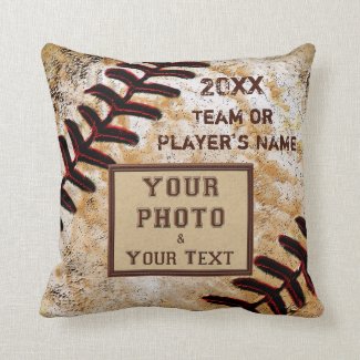 TEAM PHOTO, NAME, YEAR Custom Baseball Team Gifts Pillow