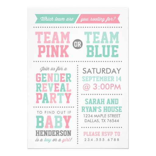 Team Pink or Team Blue Baby Gender Reveal Custom Announcements
