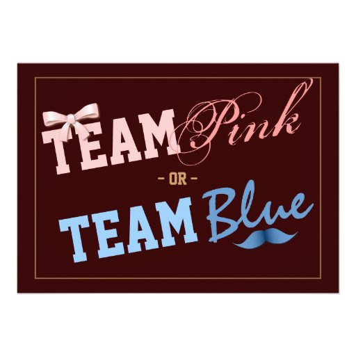 Team Pink or Team Blue Baby Gender Reveal Party Announcements (front side)