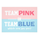 Team Pink or Team Blue Baby Gender Reveal Party Custom Announcements