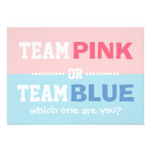 Team Pink or Team Blue Baby Gender Reveal Party Custom Announcements