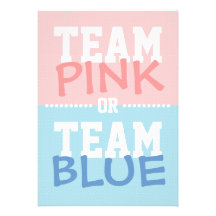 Team Pink or Team Blue Baby Gender Reveal Party Custom Invite