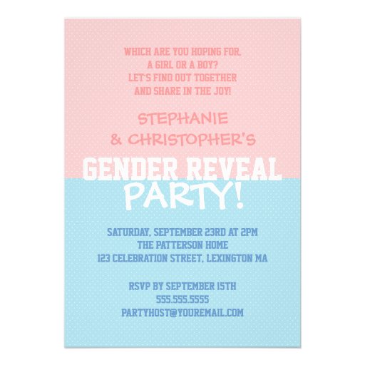 Team Pink or Team Blue Baby Gender Reveal Party Custom Invite