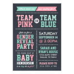Team Pink or Team Blue Chalkboard Gender Reveal Invitation