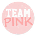 Team Pink Polka Dot &amp; Stars Round Sticker