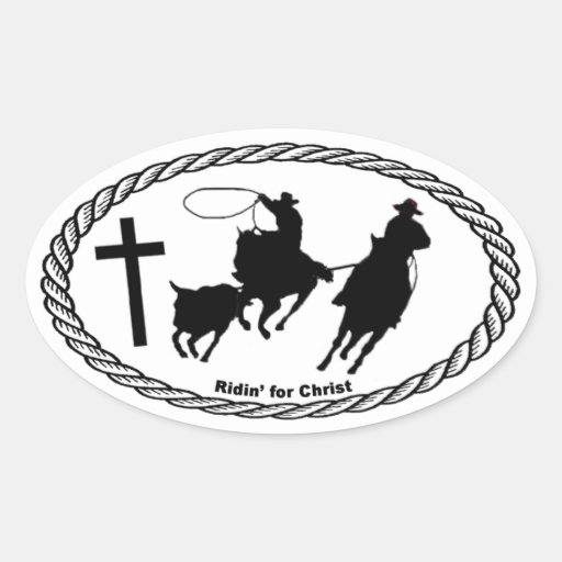 Team Roping Cross Euro Style Oval Sticker Zazzle