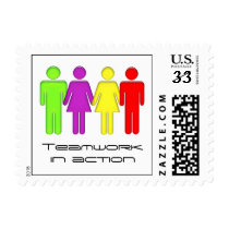 Team work coming together postage