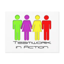 Team work coming together postcards