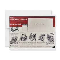 Team Work Slogan, Win A War Bond! invitations by ww2posters Team Work Slogan, Win A War Bond! invitations