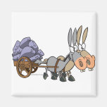 teamwork donkeys mules cartoon refrigerator magnet