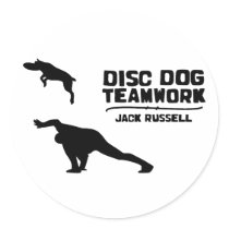 Teamwork Jack Russell Disc Dog stickers by MenagerieMayhem Teamwork Jack Russell Disc Dog stickers
