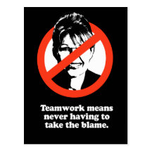 Teamwork means never having to take the blame postcard