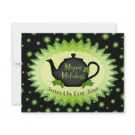 Teapot and Holly ChrisrmasTea Party Invitations