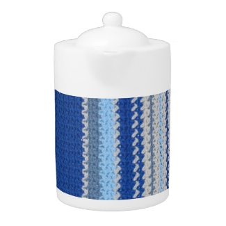 Teapot - Blue Stripes in Crochet