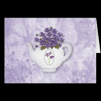 Teapot Violets Birthday Card (Large Print) cards