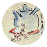 Teapot with cherry or plum blossoms Ukiyoe Sticker