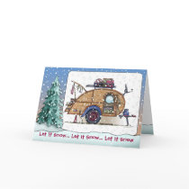 Tear Drop Camper Trailer Holiday Cards by art1st Tear Drop Camper Trailer Holiday Cards