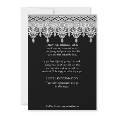 Tear Drop Lace Black White Driving Directions Custom Invitations by Tear Drop Lace Black White Driving Directions Custom Invitations by
