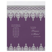 Tear Drop Lace Plum Purple Elegant Wedding Program Flyer Design