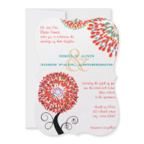 Teardrop Flower Tree Wedding Invitations
